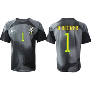 Brazil Alisson Becker #1 Goalkeeper Replica Home Stadium Shirt World Cup 2022 Short Sleeve